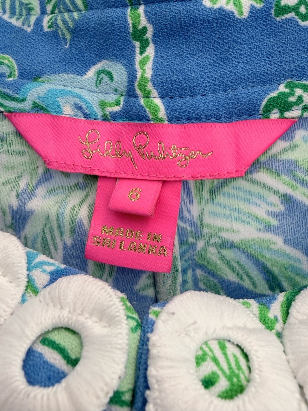 Lilly Pulitzer Blue Floral Shift with Pink Label - Picture 2 of 3
